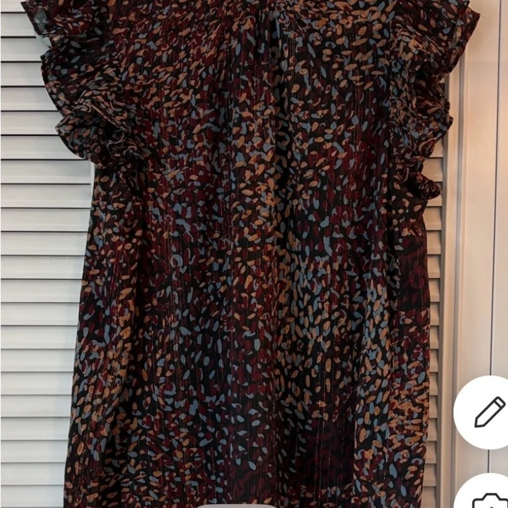 Express Ruffle Mock Neck Flutter Sleeve Blouse Women’s Medium - Picture 2 of 10